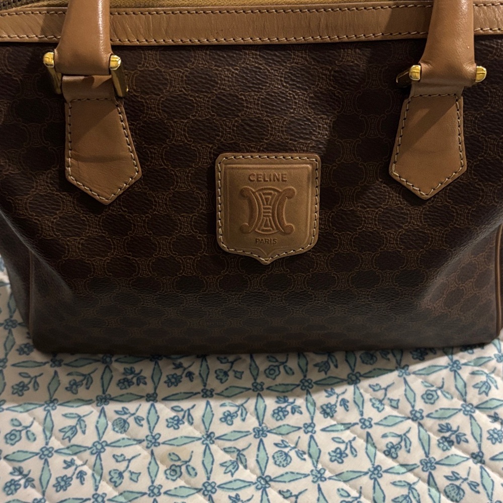 Celine Tan and Brown Boston with crossbody strap!